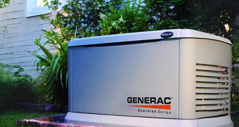 A generator installed in the backyard of the house